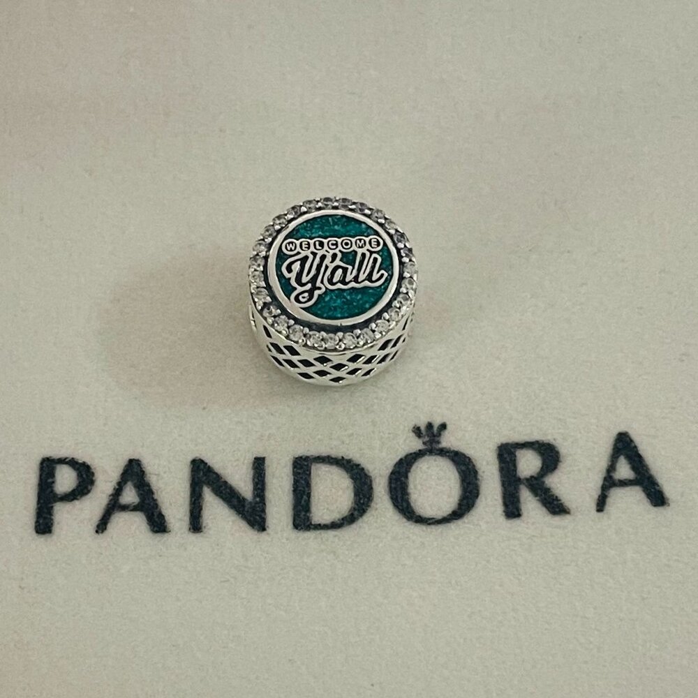 Pandora Welcome Y‘All Bracelet Charm Dog Bead Button S925 Sterling Silver